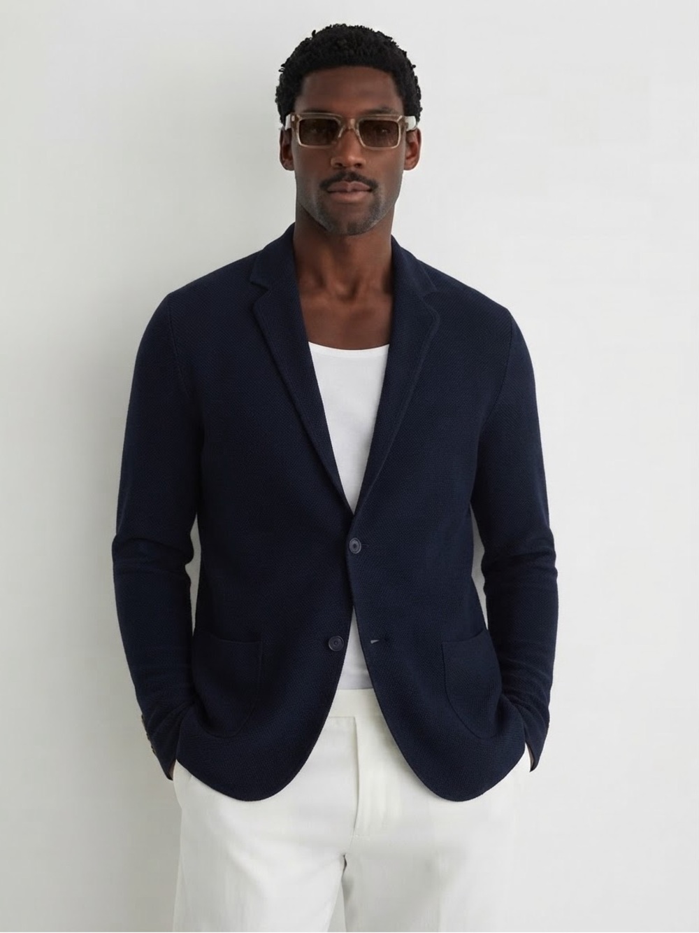 Saks Fifth Avenue Navy Knit Sport Coat_Limited edition